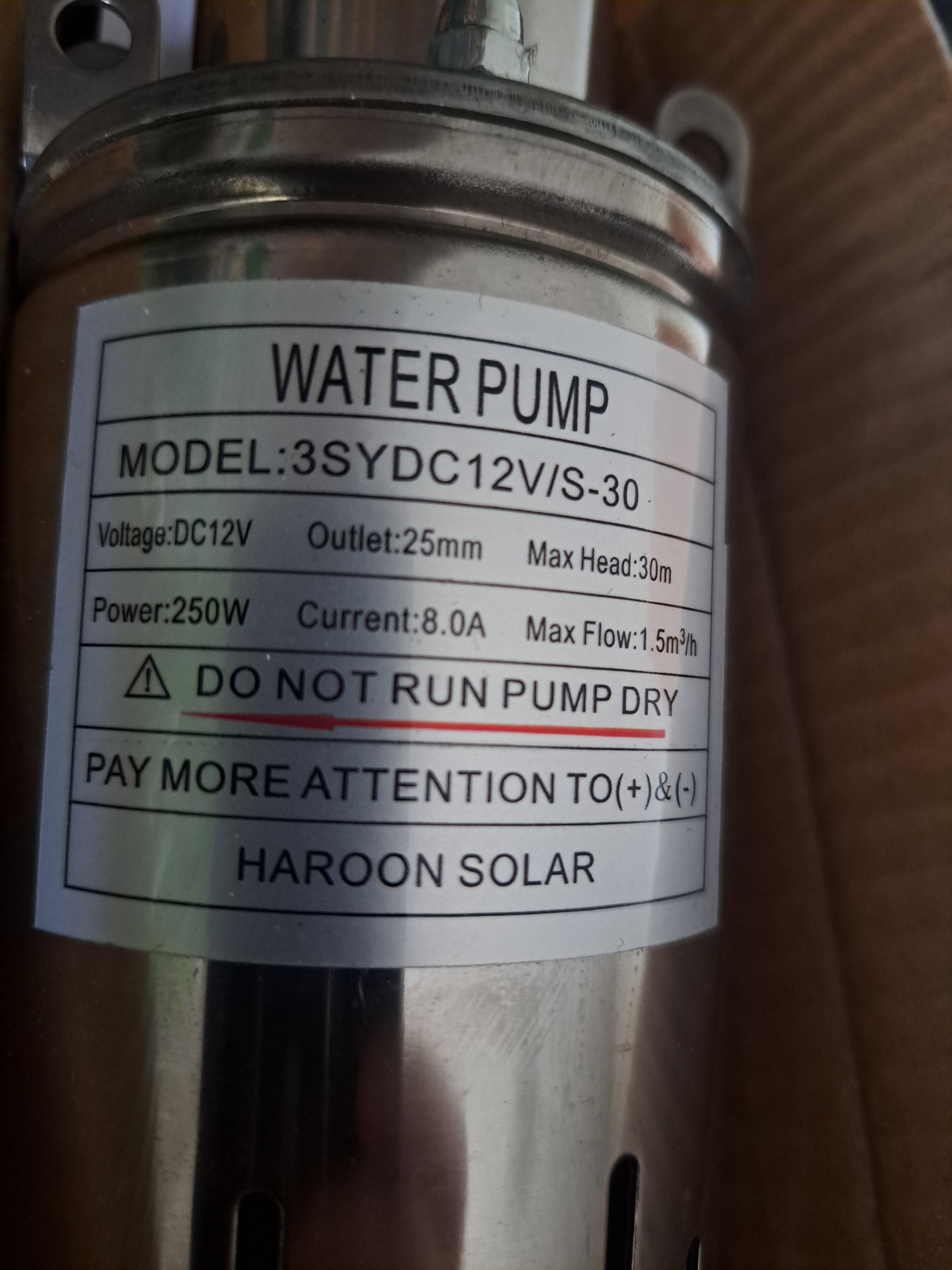 12v Solar Borehole Pump (30m) Solar Panel sold separately