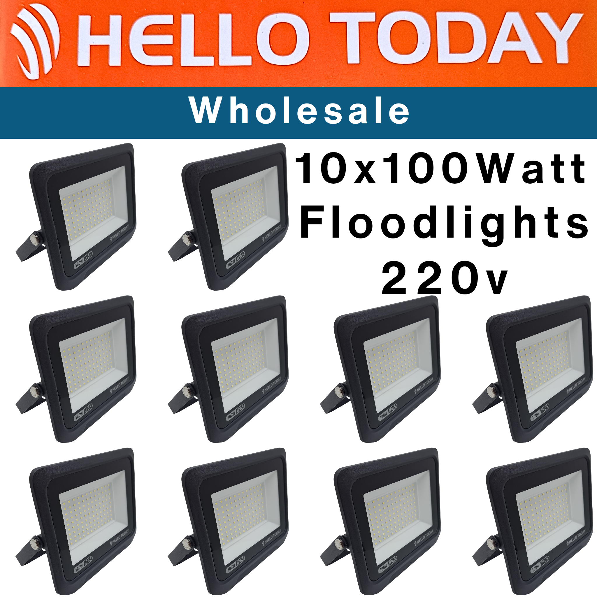 10x 100watt Hello Today Floodlights Wholesale 220v